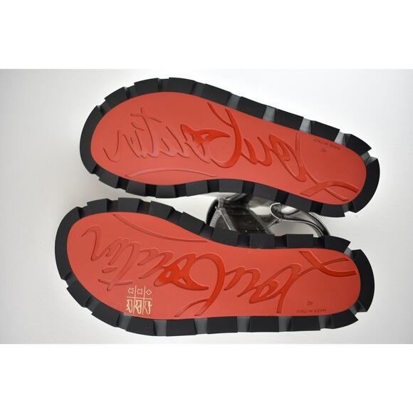 Christian Louboutin Lock Cool Flat Silver Strap Black Platform Dad Sandal 40 - Picture 12 of 12